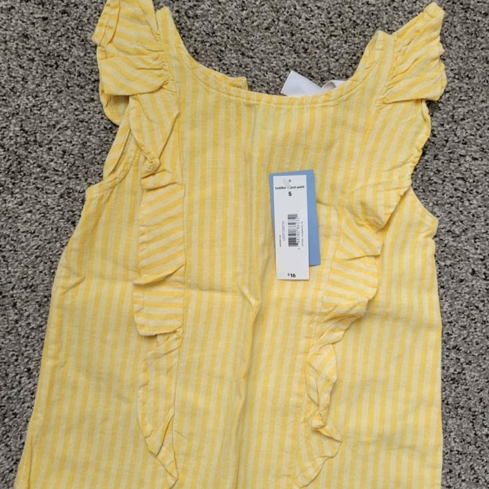 Yellow Striped Ruffle Top